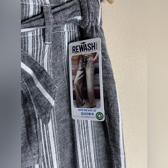 REWASH PAPERBAG WAIST WIDE LEG TROUSER - WHITE/BLACK Size L - Picture 5 of 10